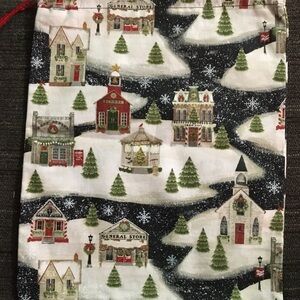 Holiday Village Drawstring Gift Bag